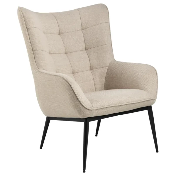Ohrensessel Beige Webstoff 77 x 99 x 91cm