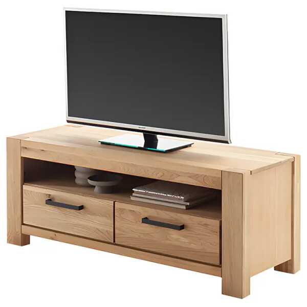 Massives TV-Lowboard - 132 cm Massivholz Wildeiche, geölt Braun 132 x 51 x 50cm