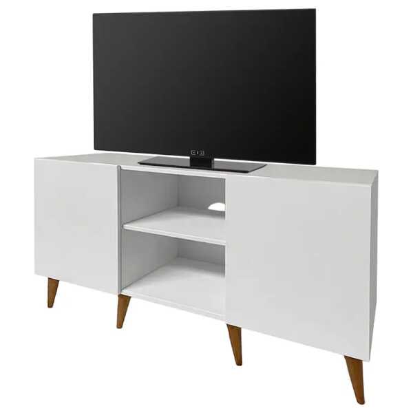 TV-Lowboard Front & Korpus: MDF Mitteldichte Holzfaserplatte , lackiert Beine: Massivholz Pinie, lackiert Weiß 120cm