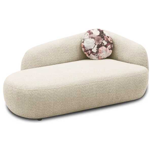 Recamiere NAZLAT Weiß Bouclé Stoff Anouk 183 x 75 x 105cm Armlehne davorstehend rechts Modern
