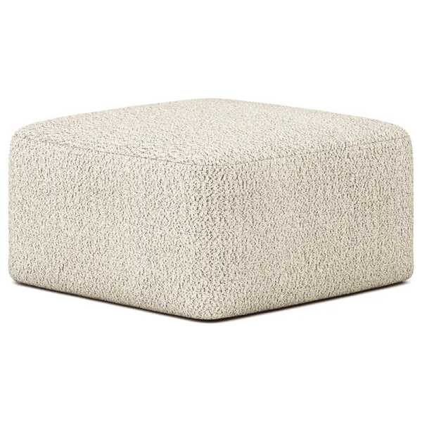Polsterhocker Balah 80 x 45 x 80cm Weiß Bouclé Stoff Anouk: Creme