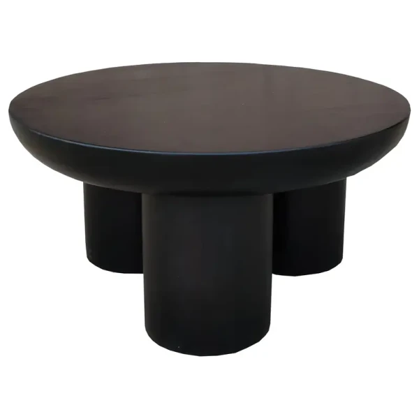 Massiver Couchtisch Olide Ø 70cm Schwarz/Akazie Schwarz