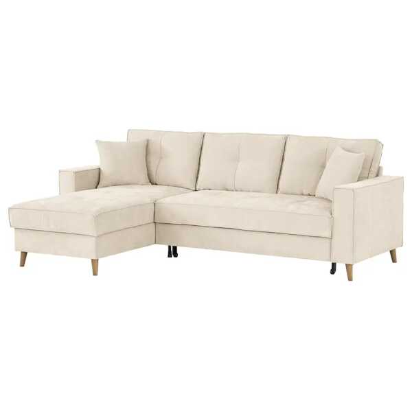 Ecksofa Saharis mit Longchair Grau Microfaser Wiam 257 x 92 x 159cm Longchair beidseitig montierbar Modern