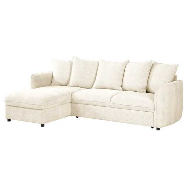 Ecksofa Telsous mit Longchair Weiß Chenille Raica 254 x 93 x 160cm Longchair beidseitig montierbar Modern