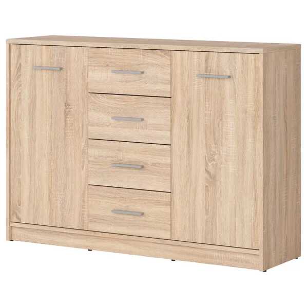 Kommode Gidron 118 x 84 x 33cm Braun/Eiche Sonoma Dekor