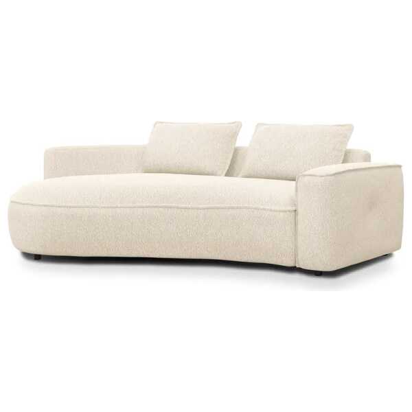 2-Sitzer Sofa Weiß Bouclé Stoff Ronka 217 x 82 x 146cm Armlehne davorstehend rechts Glamour