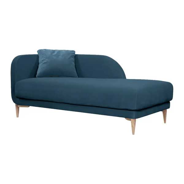 Recamiere JENLO Blau Samt Carlie 82 x 82 x 158cm Ausrichtung links Modern