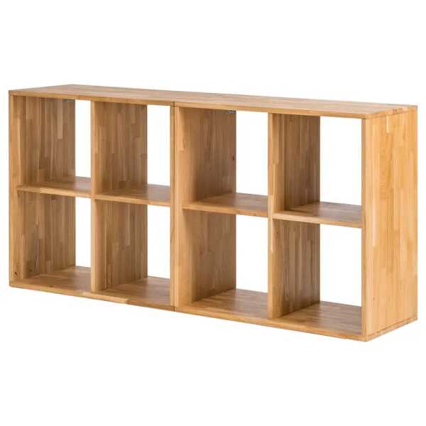 Massives Regal 74 cm offen Massivholz Wildeiche, geölt Braun 74 x 148 x 35cm