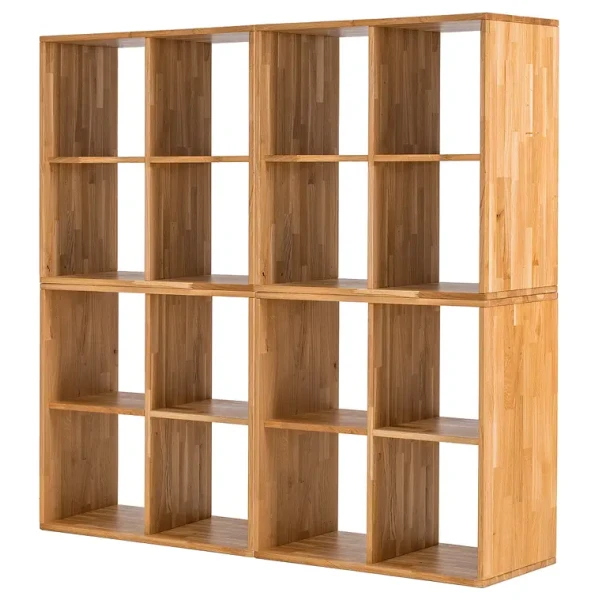 Massives Regal 148 cm offen Massivholz Wildeiche, geölt Braun 148 x 148 x 35cm