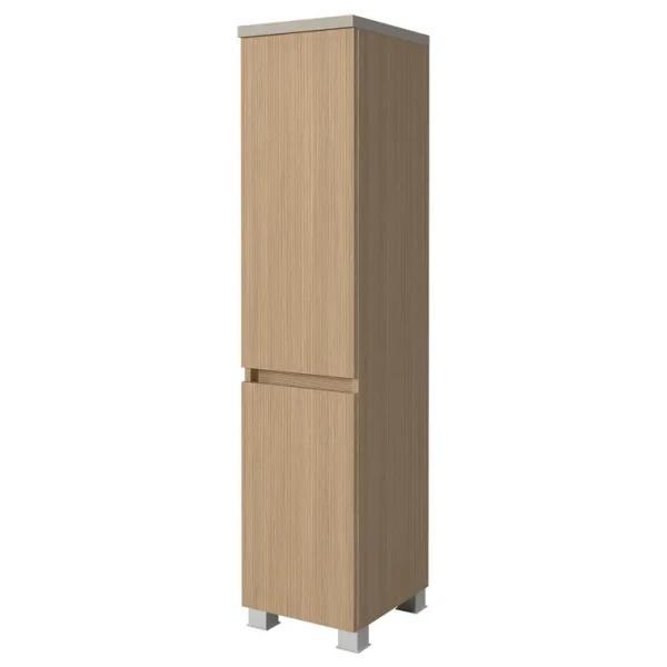 Midischrank 2 Türen 30 x 131 x 35cm Braun/Eiche hell Dekor/Sandstein Optik