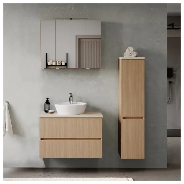 Badset 3-teilig Kombi C 110 x 200 x 47cm Braun/Eiche hell Dekor/Sandstein Optik