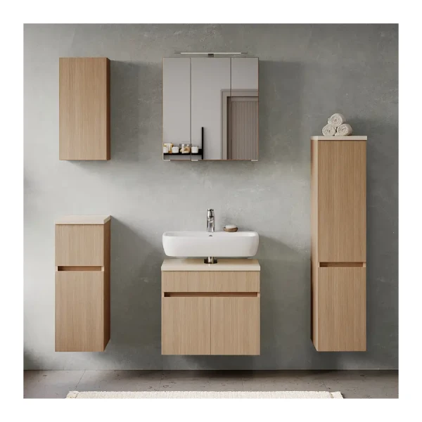 Badset 5-teilig Kombi A 120 x 200 x 35cm Braun/Eiche hell Dekor/Sandstein Optik