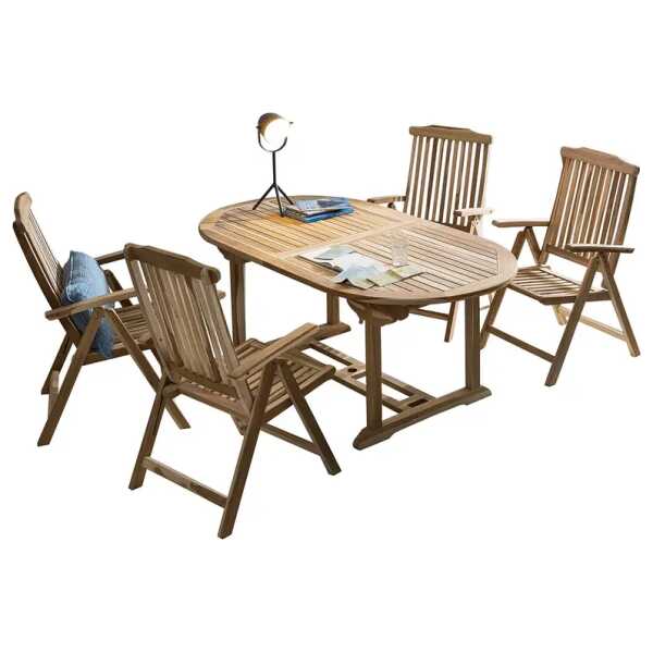 Gartenessgruppe Yuhehe 5-teilig Kombi A 120 x 75 x 120cm Braun