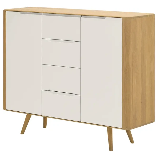 Sideboard - Höhe 110 cm 135cm Braun/Muschelweiß/Wildeiche