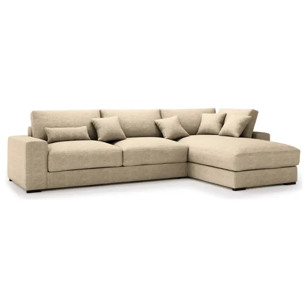 Ecksofa WILARS mit Longchair Beige Webstoff Arta 340 x 92 x 205cm Longchair davorstehend rechts Modern