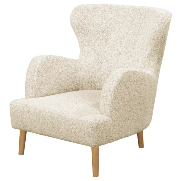 Ohrensessel Cobby Beige Strukturstoff Purna 88 x 88 x 64cm