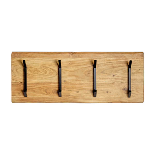 Wandgarderobe 90 x 36 cm Akazie Massivholz/schwarz