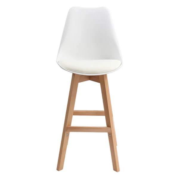 2er-Set Design-Barhocker Weiß und Holz 65 cm PAULINE