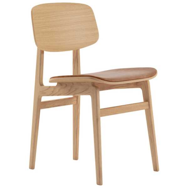 NORR11 NY11 Stuhl mit Ledersitz Eiche Dunes camel