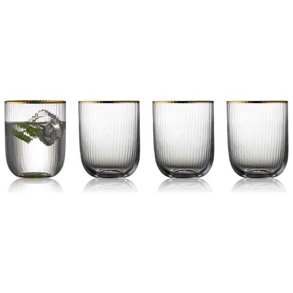 Lyngby Glas Palermo Gold Trinkbecher 35 cl 4er Pack Klar-gold
