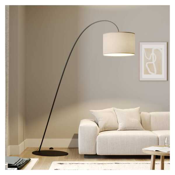 Bogenlampe Alice mit Textilschirm coffee