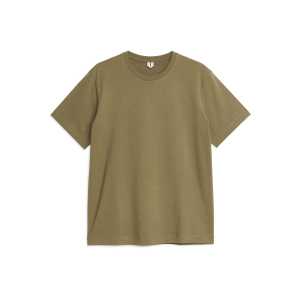 Arket Leichtes T-Shirt Khaki in Größe XS. Farbe: green 107