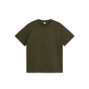 Arket Mittelschweres T-Shirt Dunkelgrün in Größe XS. Farbe: Dark green 081