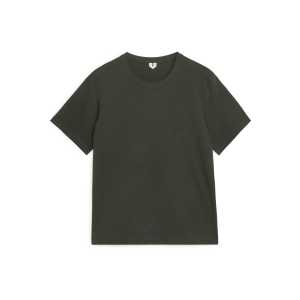 Arket Schweres T-Shirt Dunkles Waldgrün in Größe XS. Farbe: Dark forest green