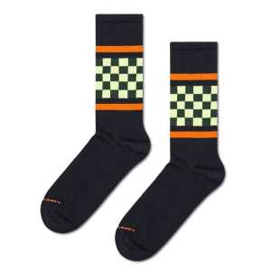 Black Checked Stripe Sneaker Crew Sock