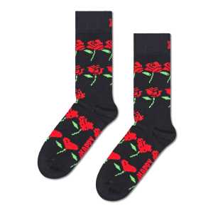 Black Rose Hearts Crew Sock