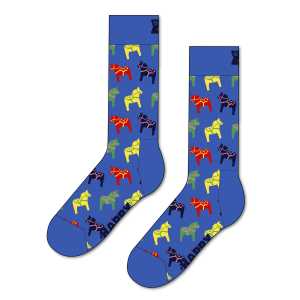 Blue Dala Horse Crew Sock