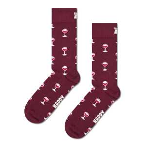 Dark Red Glass Of Wine Crew Sock