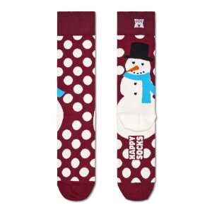 Dark Red Jumbo Snowman Crew Sock