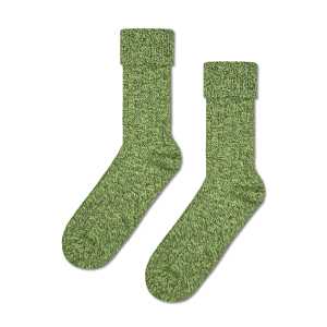 Green Folded Cuff Crew Sock