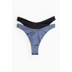 H&M 2er-Pack Bikinihosen, Bikini-Unterteil in Größe 4XL. Farbe: Pigeon blue/black