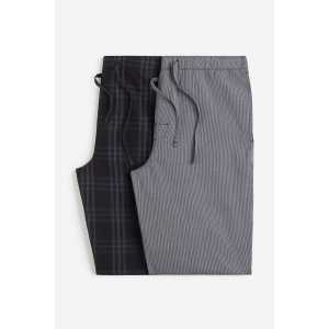 H&M 2er-Pack Pyjamahosen Regular Fit Grau/Kariert, Pyjama-Hosen in Größe XS. Farbe: Grey/checked