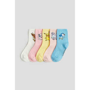 H&M 5er-Pack Strümpfe Weiß/Pokémon, Socken in Größe 22/24. Farbe: White/pokémon