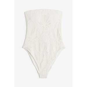 H&M Bandeau-Badeanzug mit wattierten Cups und High Leg Weiß, Badeanzüge in Größe 40. Farbe: White