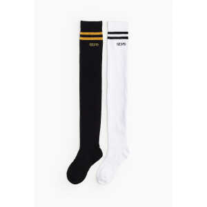 H&M DryMove™ Overknee-Sportstrümpfe Schwarz/Weiß, Sportsocken in Größe 36/38. Farbe: Black/white