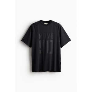 H&M DryMove™ Sport-T-Shirt aus Mesh Schwarz/Move 90, Sport – T-Shirts in Größe M. Farbe: Black/move 90