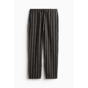 H&M Hose aus Leinenmix in Relaxed Fit Schwarz/Gestreift, Chinohosen Größe XS. Farbe: Black/striped