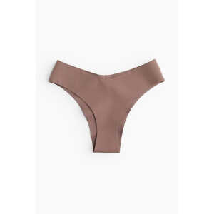 H&M Sport-Bikinihose aus Scuba Dunkelbeige, Bikini-Unterteil in Größe L. Farbe: Dark beige