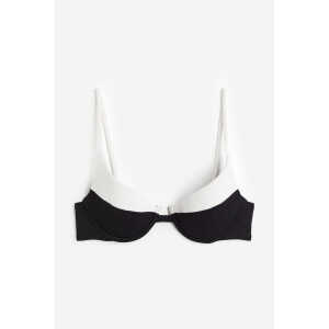 H&M Wattiertes Bikinitop Schwarz/Weiß, Bikini-Oberteil in Größe 80B. Farbe: Black/white