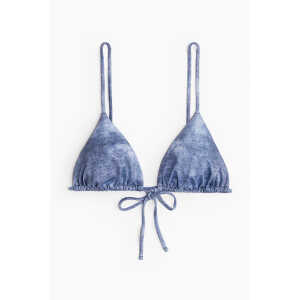 H&M Wattiertes Triangel-Bikinitop Blau/Ausgewaschen, Bikini-Oberteil in Größe L. Farbe: Blue/washed