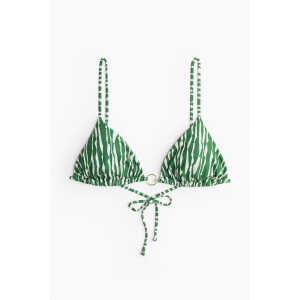 H&M Wattiertes Triangel-Bikinitop Grün/Gemustert, Bikini-Oberteil in Größe 38. Farbe: Green/patterned