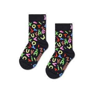 Kids Black Alphabet Crew Sock