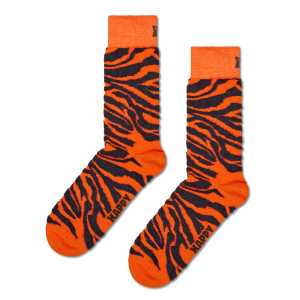 Orange Fluffy Zebra Crew Sock