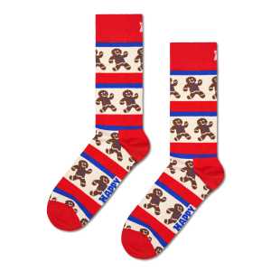 Red Gingerbread Stripe Crew Sock