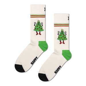 White Happy Tree Crew Sock