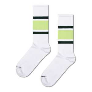 White Simple Stripe Sneaker Crew Sock